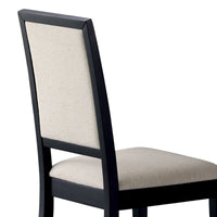 BM69003 Wooden Dining Side Chair With Cream Upholstered seat And Back, Black, Set of 2