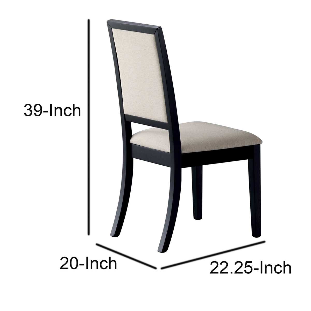 BM69003 Wooden Dining Side Chair With Cream Upholstered seat And Back, Black, Set of 2
