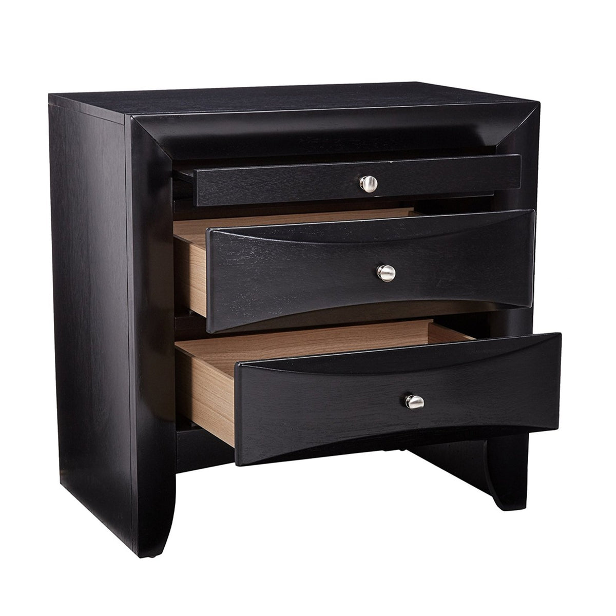 BM69441 Wooden 2 Drawer Nightstand with tray, Black