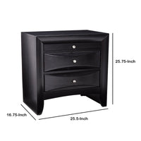 BM69441 Wooden 2 Drawer Nightstand with tray, Black