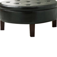 Traditional Round Tufted Storage Ottoman, Dark Brown - BM69631
