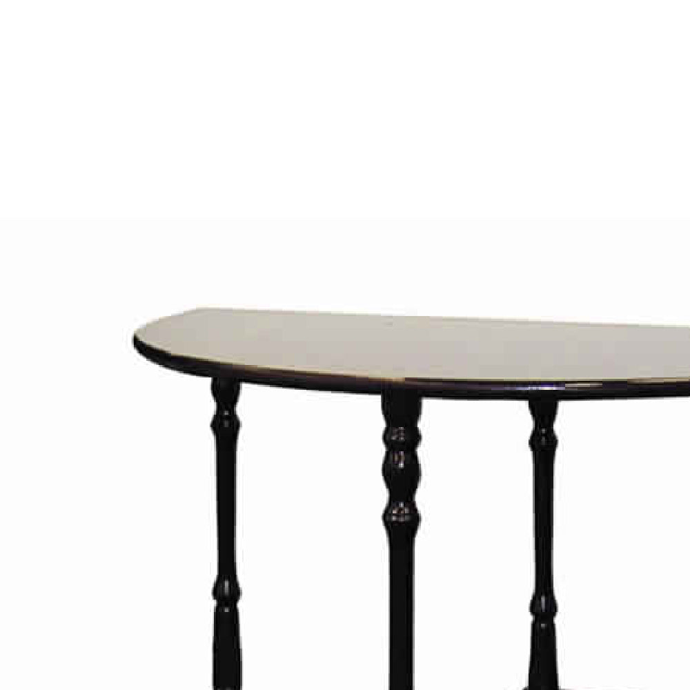 Traditional Style Wooden 3 Tier Half Table with Turned Legs, Dark Brown - BM95317
