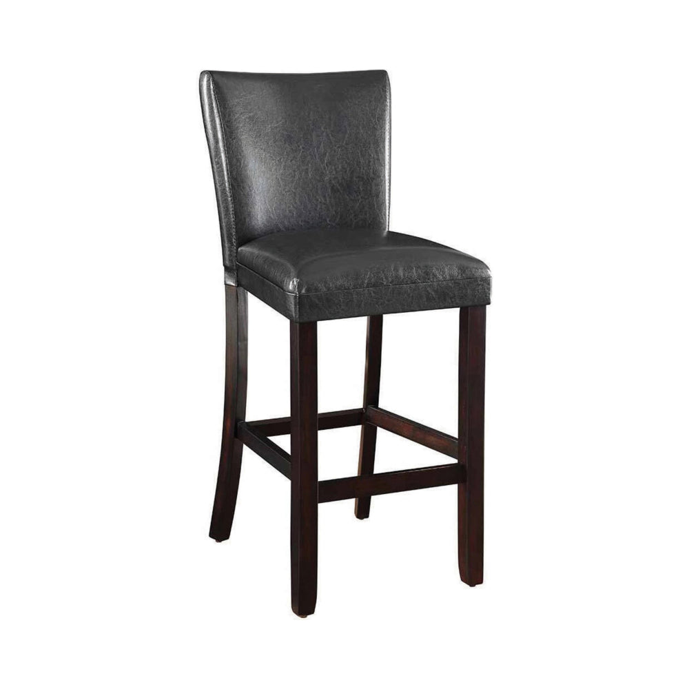 29 Inch Wood Bar Stool, Set of 2, Cappuccino Brown, Black - BM160757