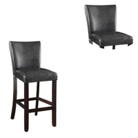 29 Inch Wood Bar Stool, Set of 2, Cappuccino Brown, Black - BM160757