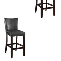 29 Inch Wood Bar Stool, Set of 2, Cappuccino Brown, Black - BM160757