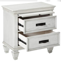 Wooden Nightstand with 2 Drawers & 1 Pull Out Tray, White - BM182751