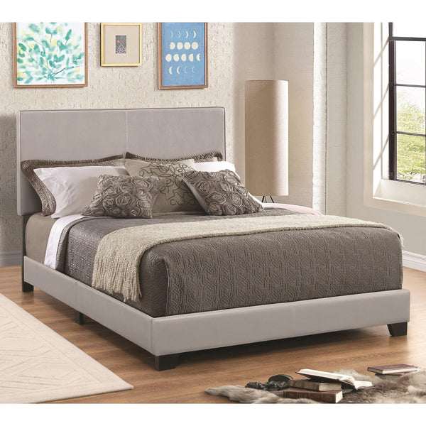 Leather Upholstered Twin Size Platform Bed, Gray