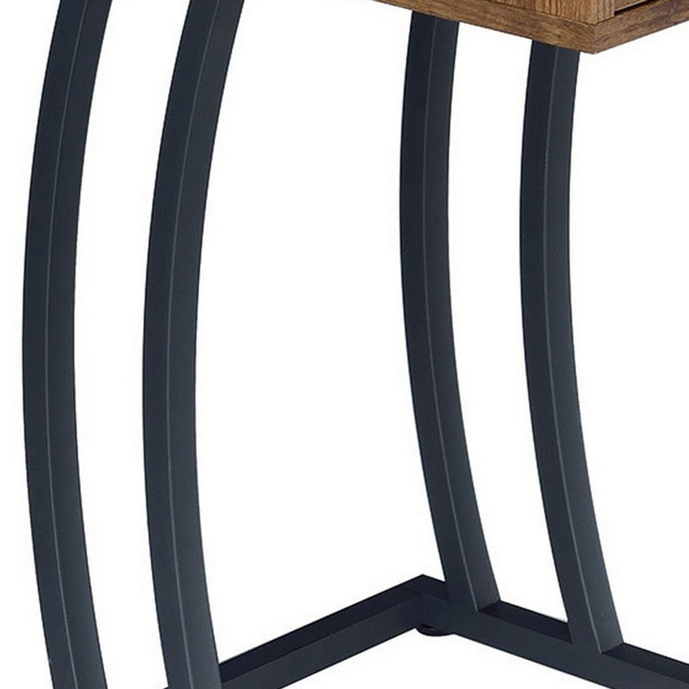 BM159254 Antique Accent Table with Storage Drawer and Outlet, Brown