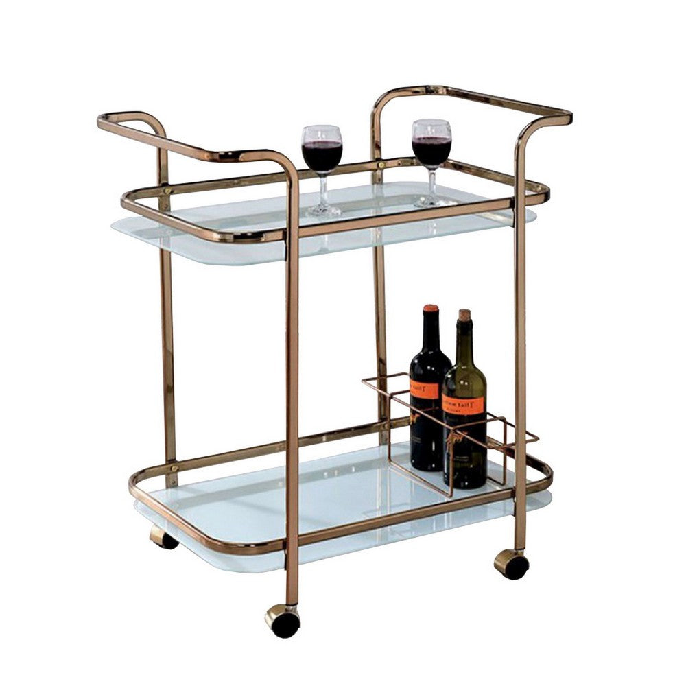 Tiana Contemporary Serving Cart In Champagne Finish - BM123225