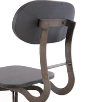 Isla Industrial Style Wooden Swivel Bar Stool With Curved Metal Base, Gray - BM119852