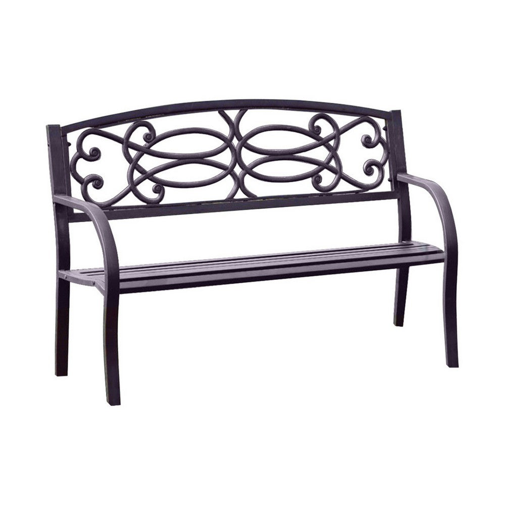 BM123010 Potter Armrests Patio Bench, Black