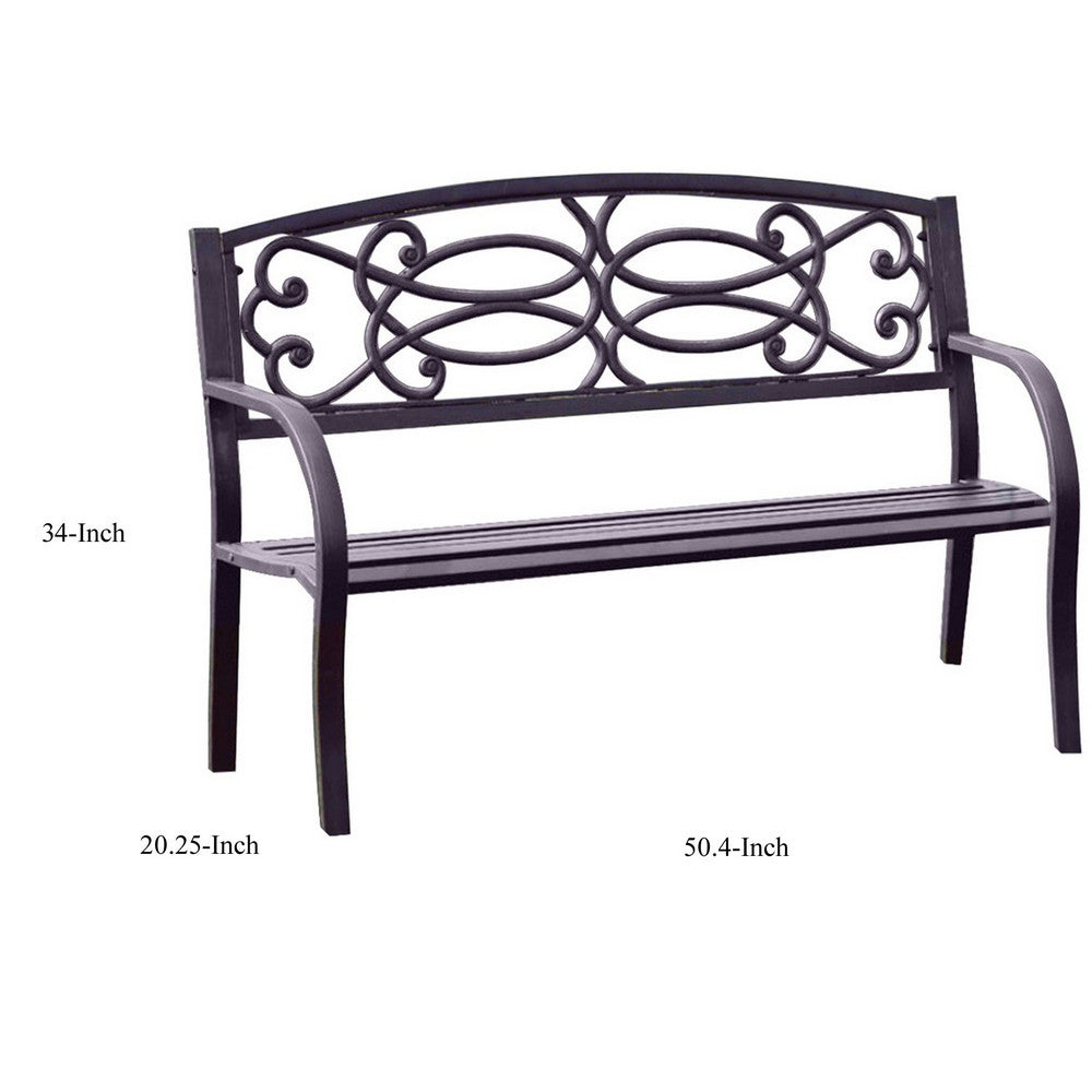 BM123010 Potter Armrests Patio Bench, Black