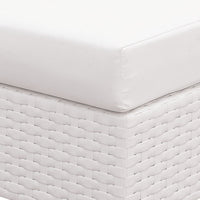 BM187201 Faux Polyester and Aluminum Square Ottoman with Padded Seat Cushion, White