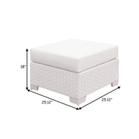 BM187201 Faux Polyester and Aluminum Square Ottoman with Padded Seat Cushion, White