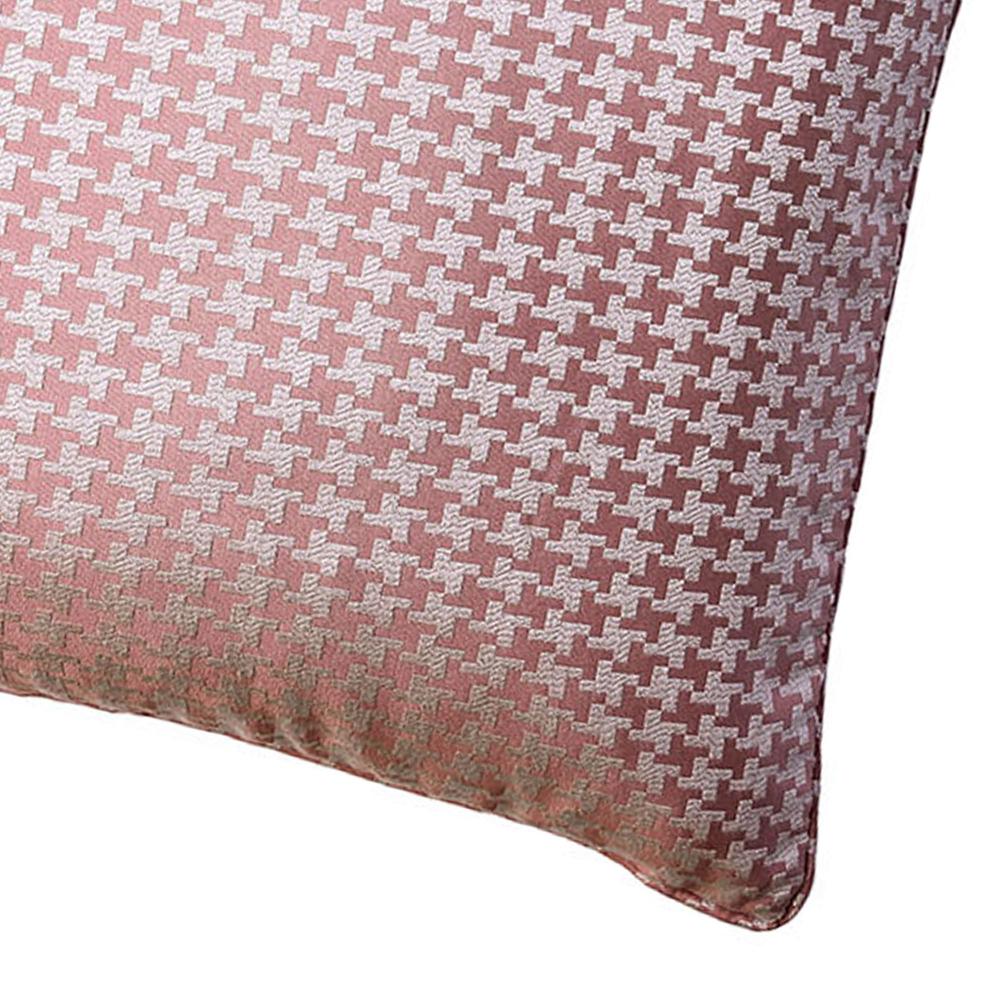 Contemporary Style Set of 2 Throw Pillows With Houndstooth Patterns, Rose Pink