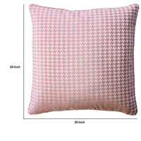 Contemporary Style Set of 2 Throw Pillows With Houndstooth Patterns, Rose Pink