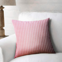 Contemporary Style Set of 2 Throw Pillows With Houndstooth Patterns, Rose Pink