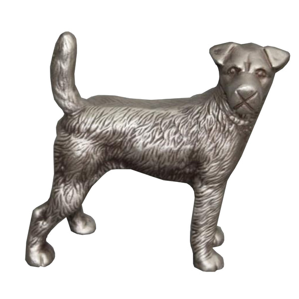 Aluminum Table Accent Dog Statuette Decor Sculpture with Textured Details, Silver - I551-FDS001