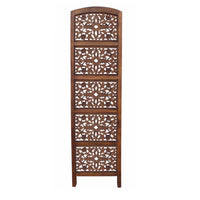 The Urban Port Handmade Foldable 4-Panel Wooden Partition Screen Room Divider, Brown - UPT-148948