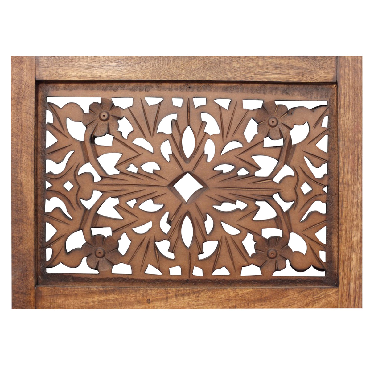 The Urban Port Handmade Foldable 4-Panel Wooden Partition Screen Room Divider, Brown - UPT-148948
