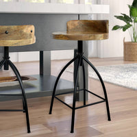 Pia 25-31 Inch Industrial Style Counter Height Stool with Adjustable Swivel Seat, Brown, Black- UPT-165867
