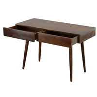 Mango Wood Writing Desk with Two Drawers and Tapered Legs, Brown - UPT-186126