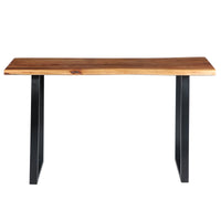 Industrial Wooden Live Edge Desk with Metal Sled Leg Support, Brown and Black ,By The Urban Port - UPT-195122