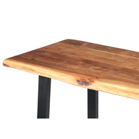 Industrial Wooden Live Edge Desk with Metal Sled Leg Support, Brown and Black ,By The Urban Port - UPT-195122