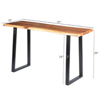 Industrial Wooden Live Edge Desk with Metal Sled Leg Support, Brown and Black ,By The Urban Port - UPT-195122