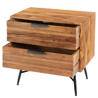 2 Drawer Wooden Nightstand with Metal Angled Legs, Black and Brown - UPT-195128