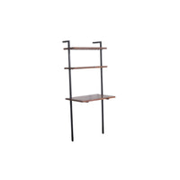 Industrial 3 Tier Mango Wood Ladder Storage Wall Shelf with Tubular Frame, Brown and Black - UPT-197867