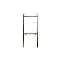 Industrial 3 Tier Mango Wood Ladder Storage Wall Shelf with Tubular Frame, Brown and Black - UPT-197867