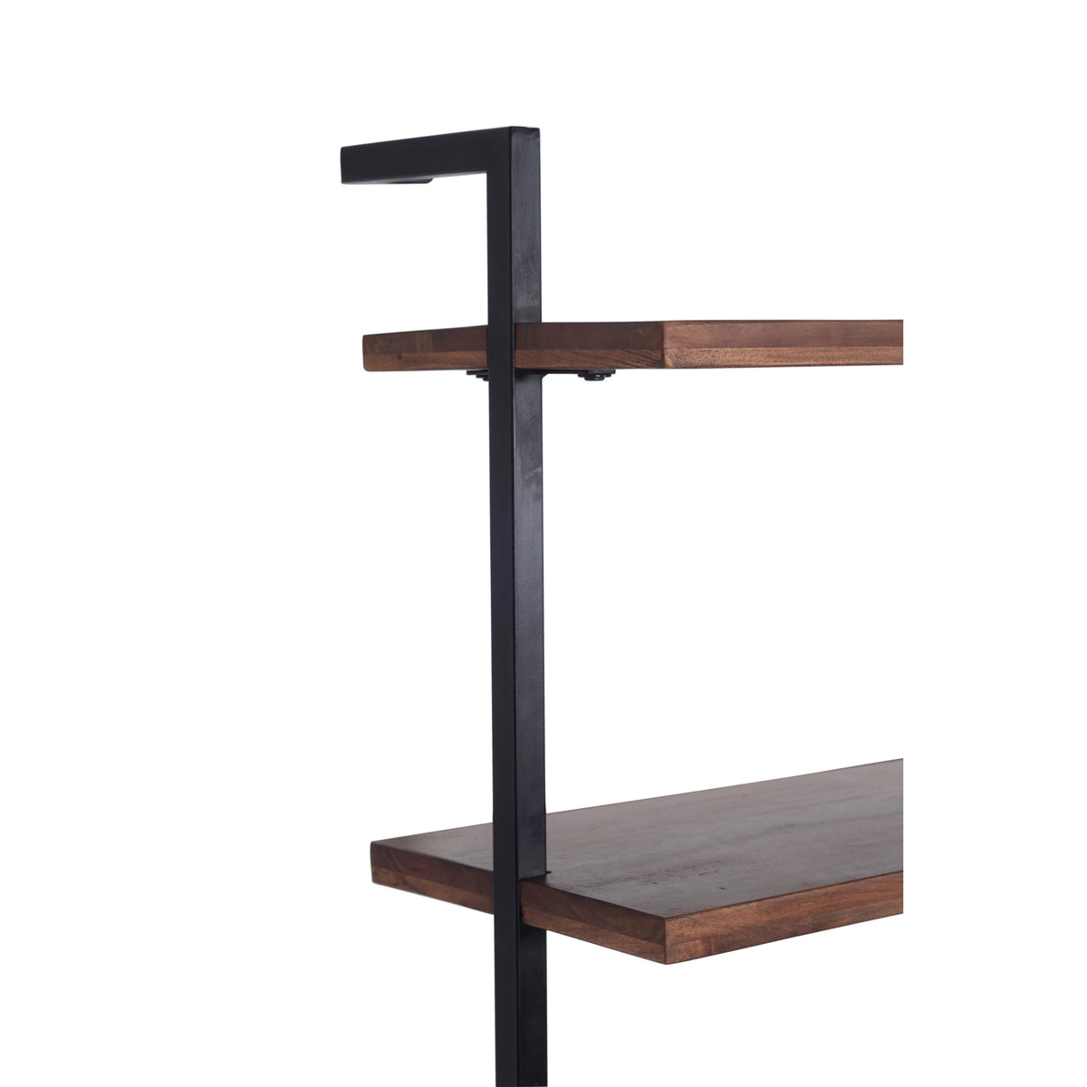 Industrial 3 Tier Mango Wood Ladder Storage Wall Shelf with Tubular Frame, Brown and Black - UPT-197867