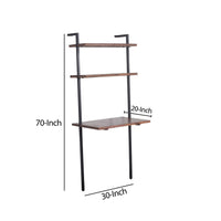 Industrial 3 Tier Mango Wood Ladder Storage Wall Shelf with Tubular Frame, Brown and Black - UPT-197867