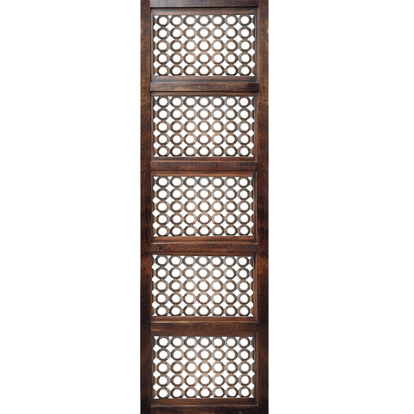 Decorative Mango Wood Wall Panel with See Through Circular Pattern, Brown - UPT-200172