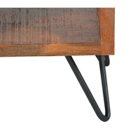 22 Inch Textured Cube Shape Wooden Nightstand with Angular Legs, Brown and Black - UPT-204787