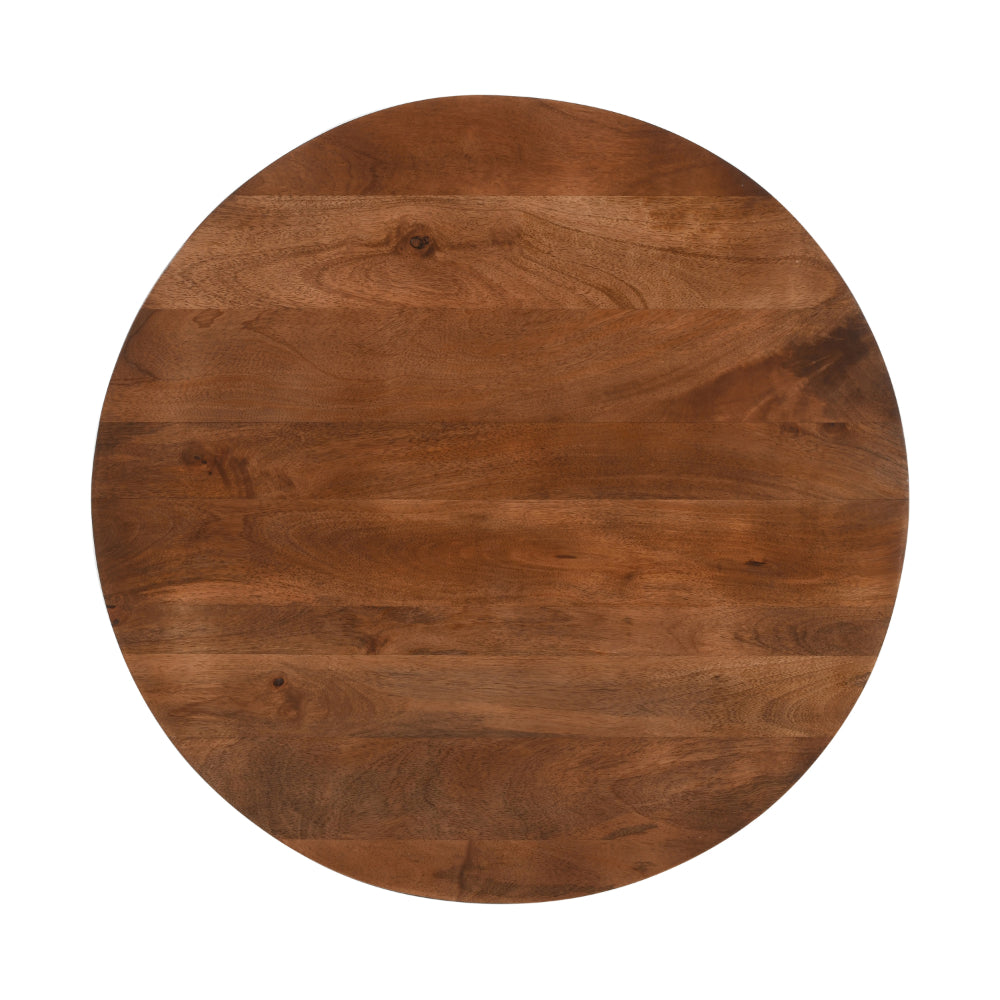 30 Inch Handcrafted Round Mango Wood Dinette, Artisanal Twisted Pedestal Base, Walnut Brown - UPT-213134