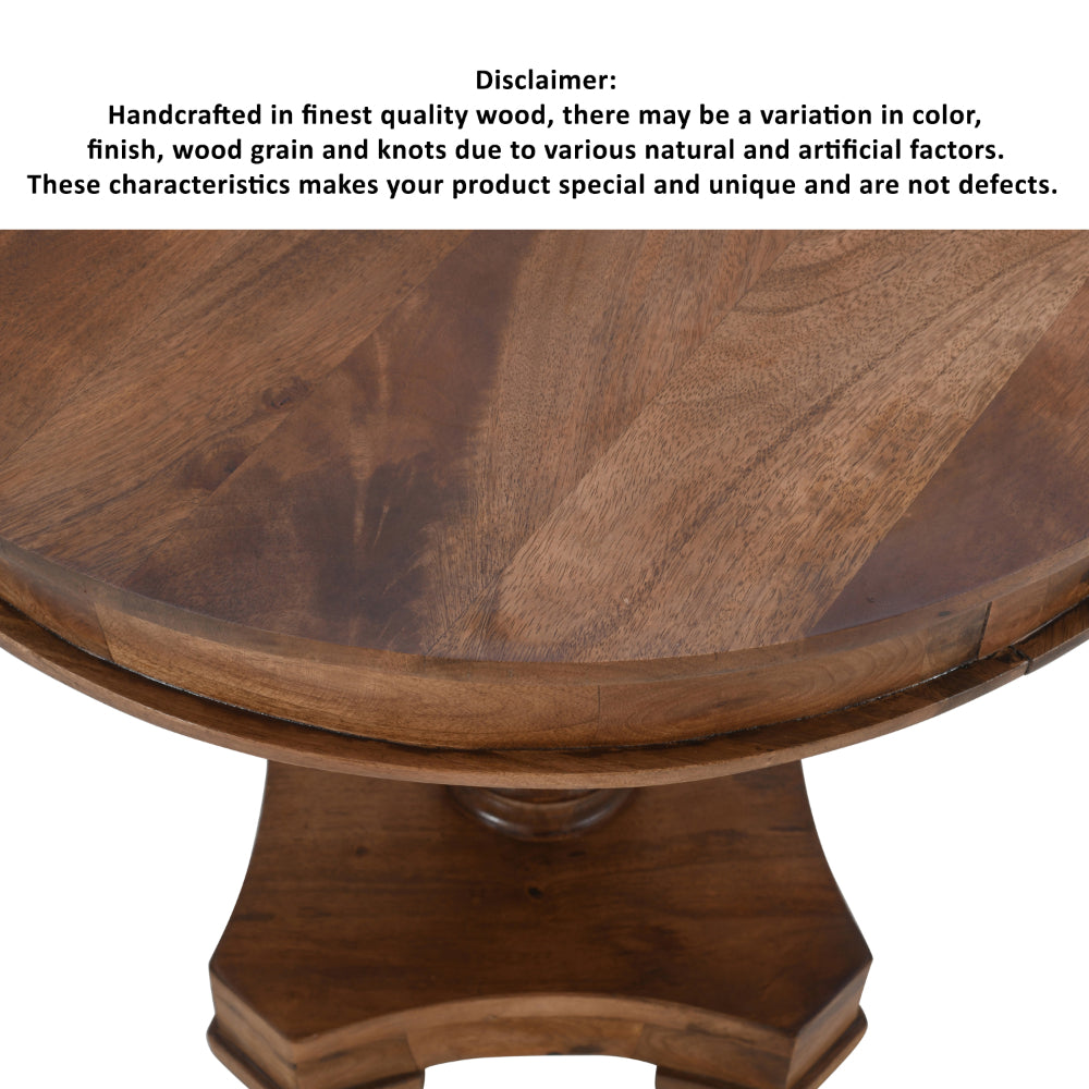 30 Inch Handcrafted Round Mango Wood Dinette, Artisanal Twisted Pedestal Base, Walnut Brown - UPT-213134
