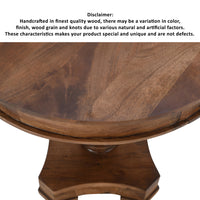 30 Inch Handcrafted Round Mango Wood Dinette, Artisanal Twisted Pedestal Base, Walnut Brown - UPT-213134