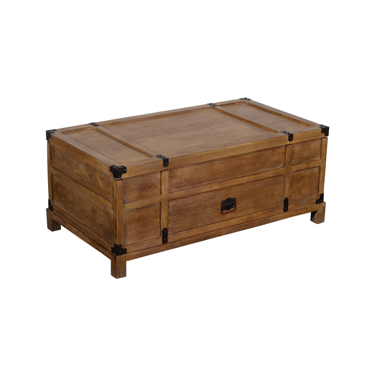 Rustic Single Drawer Mango Wood Coffee Table with Lift Top Storage & Compartments, Brown - UPT-215750
