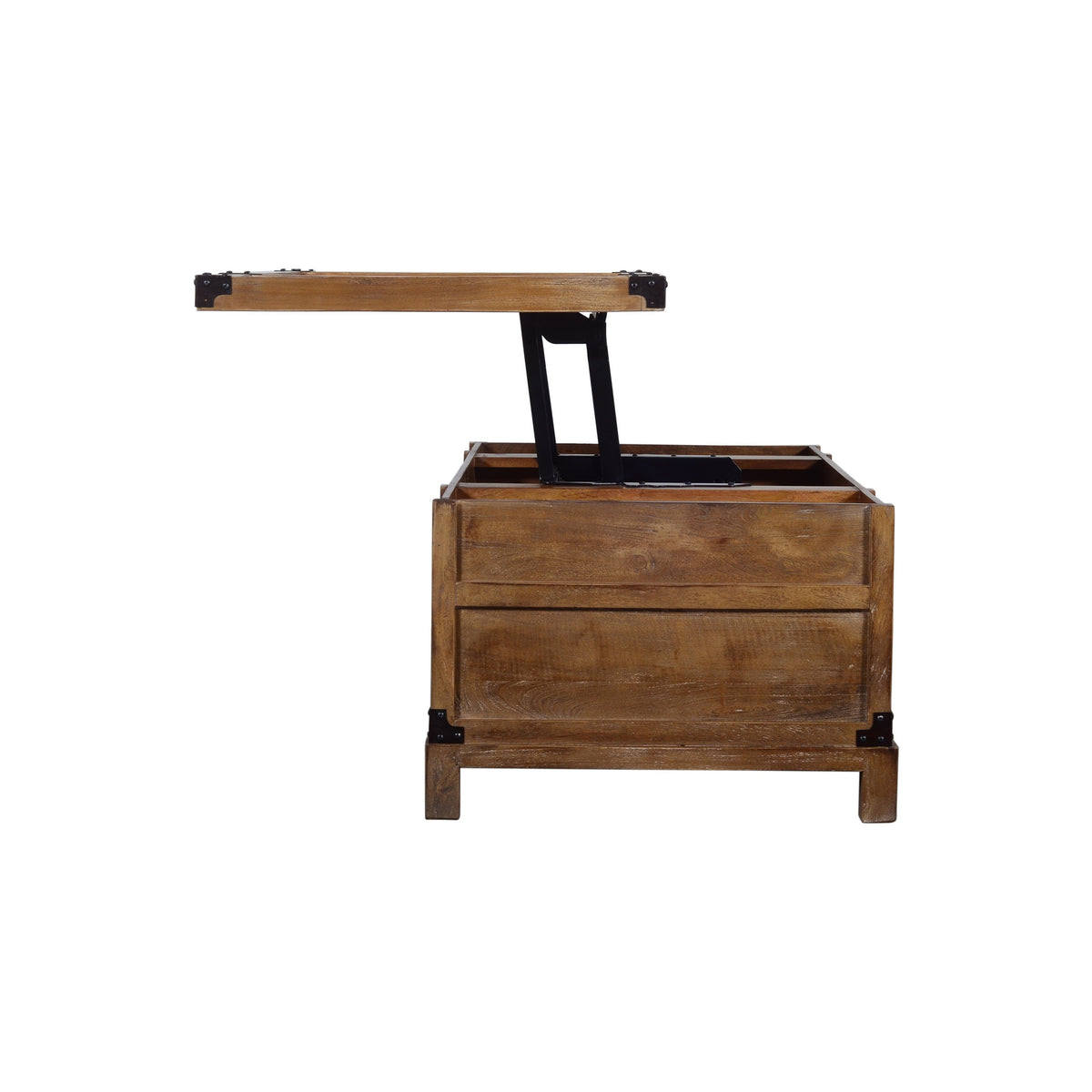 Rustic Single Drawer Mango Wood Coffee Table with Lift Top Storage & Compartments, Brown - UPT-215750