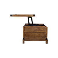 Rustic Single Drawer Mango Wood Coffee Table with Lift Top Storage & Compartments, Brown - UPT-215750