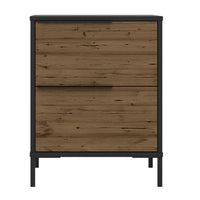 Wood and Metal Office Accent Storage Cabinet with 2 Drawers, Black and Brown - UPT-225263