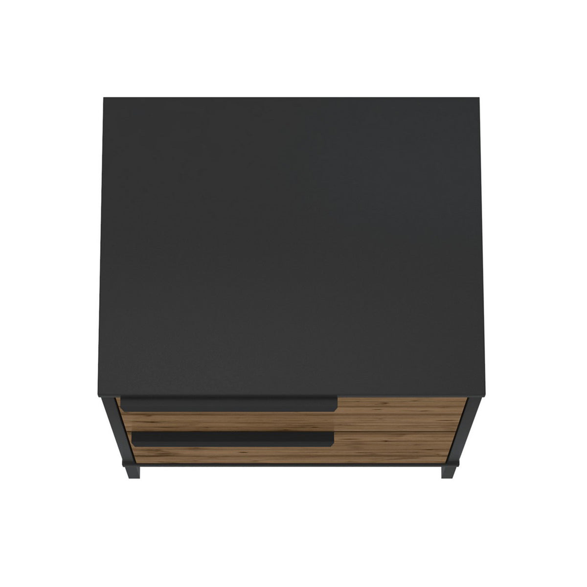 Wood and Metal Office Accent Storage Cabinet with 2 Drawers, Black and Brown - UPT-225263