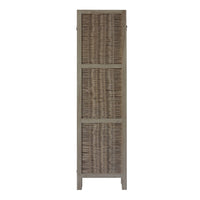 67 Inch Paulownia Wood 4 Panel Divider Screen, Woven Willow Design, Light Brown - UPT-230662