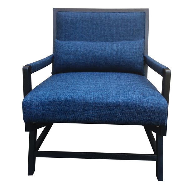 Fabric Padded Wooden Frame Accent Sofa Chair with Armrest, Black and Blue - UPT-230863