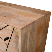 Jae 58 Inch Modern Industrial Mango Wood Dresser, 6 Drawers, Metal Frame, Brown and Black - UPT-231461