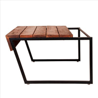 41.7 Inch Rectangular Coffee Table with Plank Style Top, Metal Frame, Brown and Black - UPT-238064
