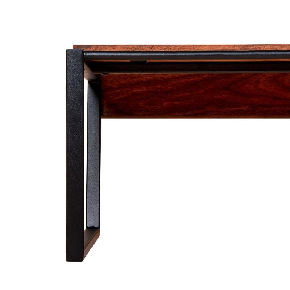 41.7 Inch Rectangular Coffee Table with Plank Style Top, Metal Frame, Brown and Black - UPT-238064