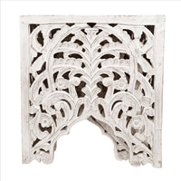 Wooden End Table with Floral Cut Out Design, Set of 2, Antique White - UPT-248137